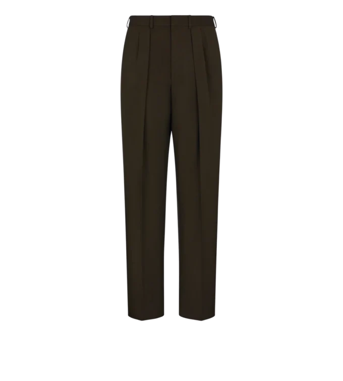 Pantaloni con doppia piega in lana, cashmere e seta