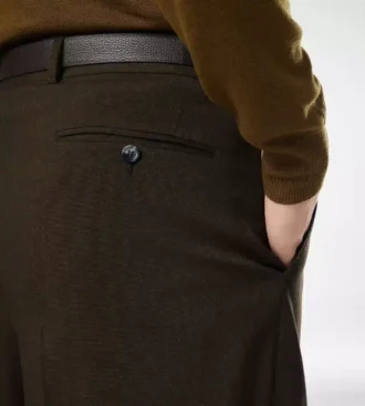 Pantaloni con doppia piega in lana, cashmere e seta