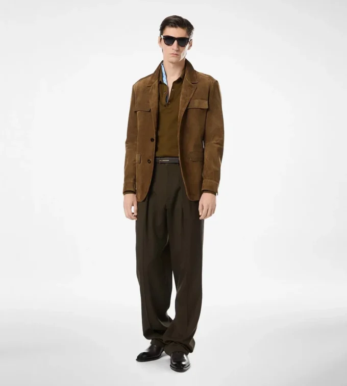 Pantaloni con doppia piega in lana, cashmere e seta