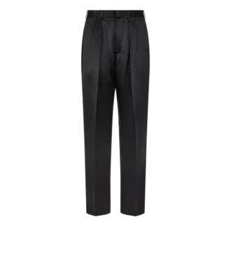 Pantaloni con doppia piega in raso jacquard a pois