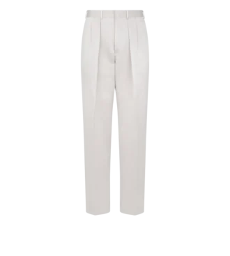 Pantaloni con doppia piega in raso pescato testurizzato