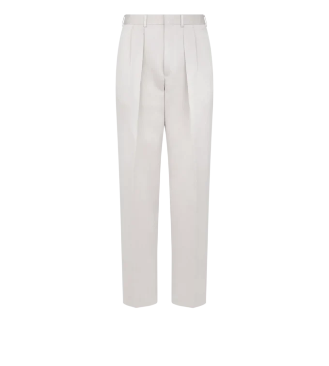 Pantaloni con doppia piega in raso pescato testurizzato