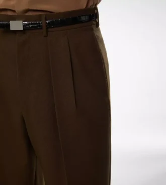 Pantaloni con doppia piega in twill spezzato