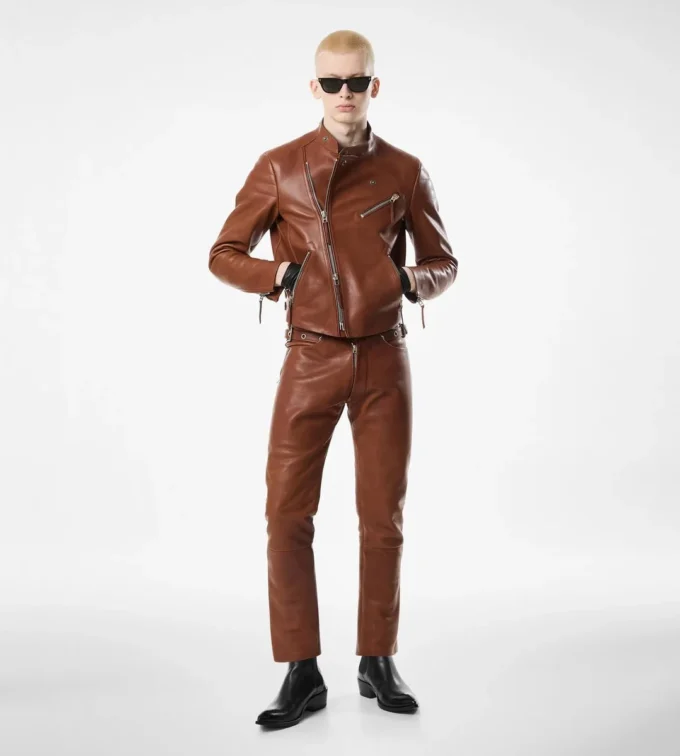 Pantaloni da motociclista in pelle di bufalo
