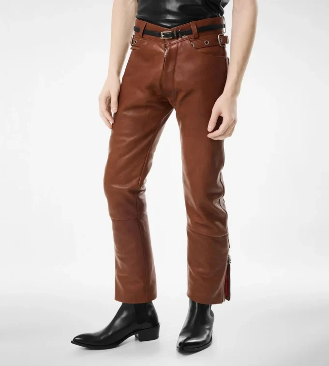 Pantaloni da motociclista in pelle di bufalo
