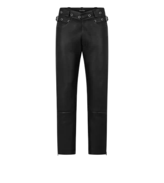 Pantaloni da motociclista in pelle martellata