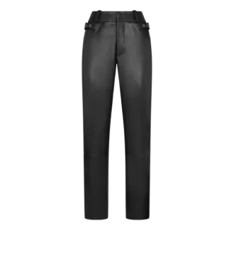 Pantaloni da motociclista in pelle martellata
