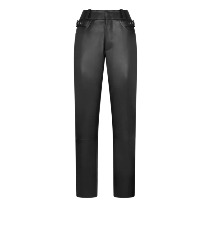 Pantaloni da motociclista in pelle martellata