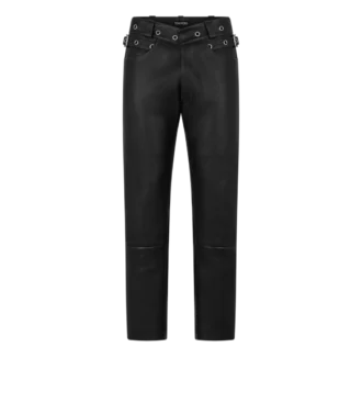 Pantaloni da motociclista in pelle martellata