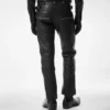 Pantaloni da motociclista in pelle martellata