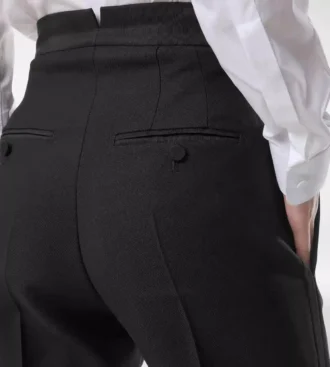 Pantaloni da smoking a vita alta in misto lana e seta