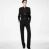 Pantaloni da ufficiale in gabardine di lana con bordino