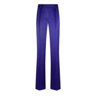 Pantaloni dritti a pieghe in jacquard a pois