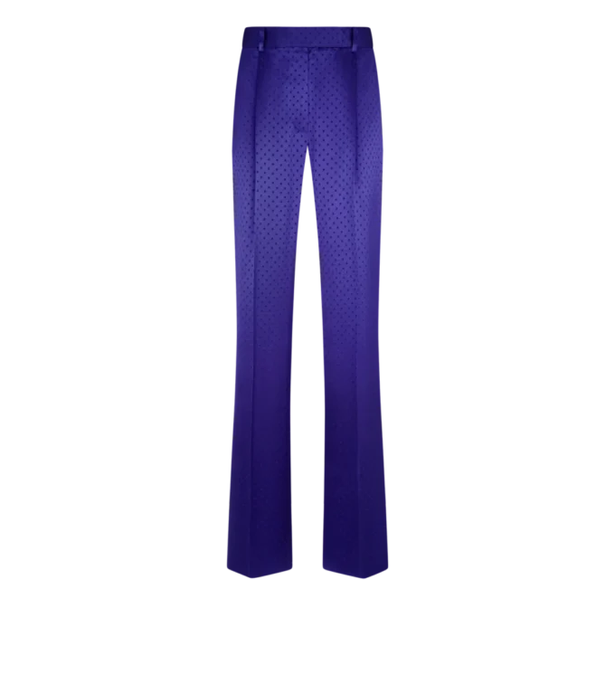 Pantaloni dritti a pieghe in jacquard a pois Pantaloni dritti a pieghe in jacquard a pois