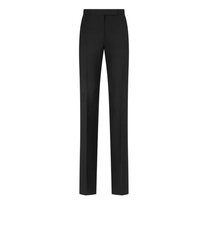 Pantaloni dritti da smoking sartoriali in misto lana e seta Pantaloni dritti da smoking sartoriali in misto lana e seta