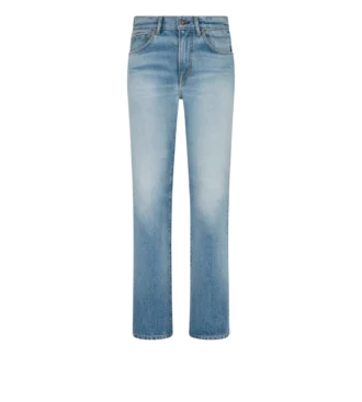 Pantaloni dritti in denim stone washed