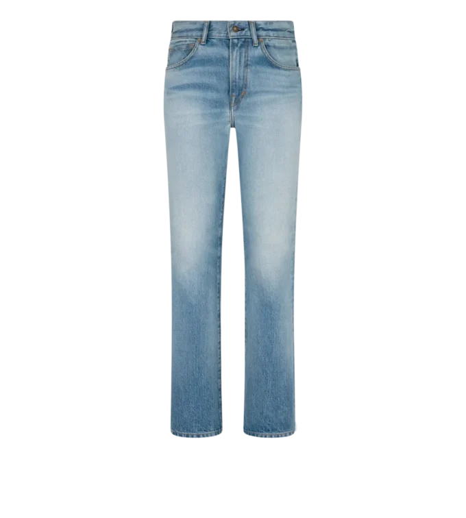 Pantaloni dritti in denim stone washed Pantaloni dritti in denim stone washed