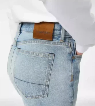 Pantaloni dritti in denim stone washed