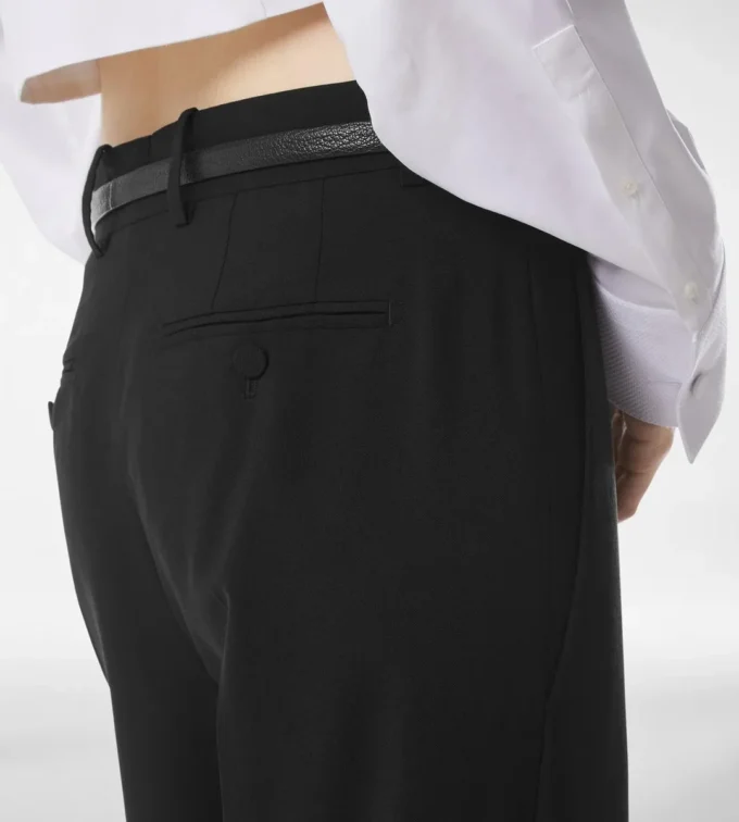 Pantaloni dritti relax in fresco lana