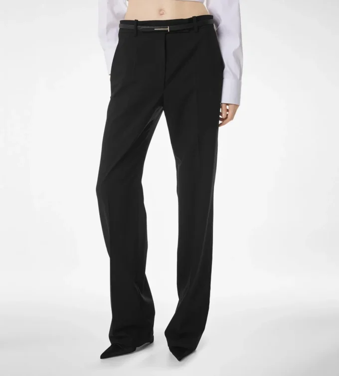 Pantaloni dritti relax in fresco lana