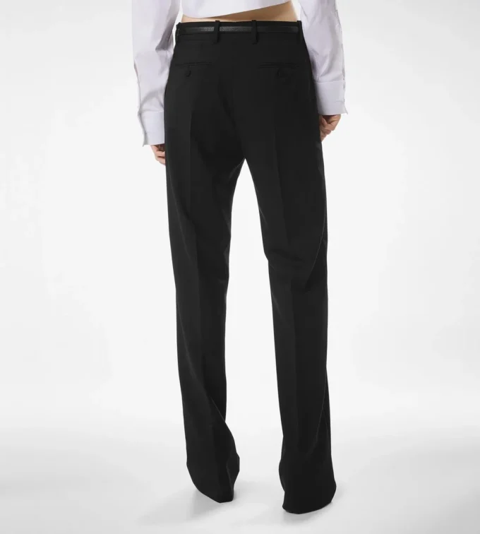 Pantaloni dritti relax in fresco lana