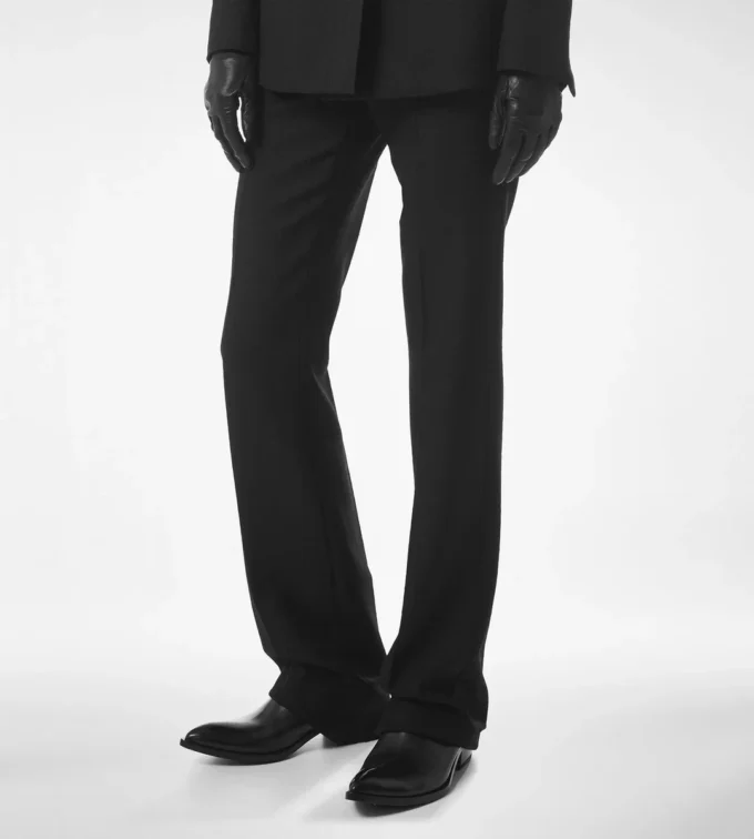 Pantaloni dritti sartoriali a spina di pesce
