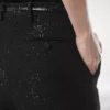 Pantaloni dritti sartoriali in crêpe misto lana con paillettes Pantaloni dritti sartoriali in crêpe misto lana con paillettes