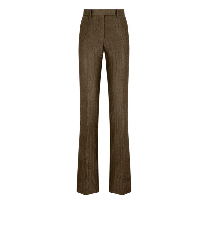 Pantaloni dritti sartoriali in jacquard cocco Pantaloni dritti sartoriali in jacquard cocco