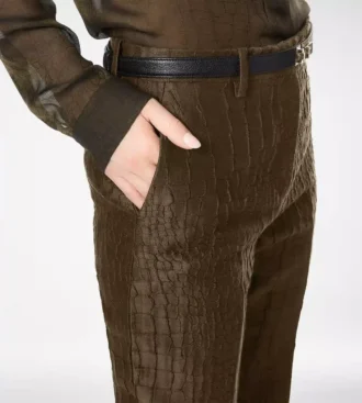 Pantaloni dritti sartoriali in jacquard cocco