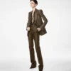 Pantaloni dritti sartoriali in jacquard cocco Pantaloni dritti sartoriali in jacquard cocco