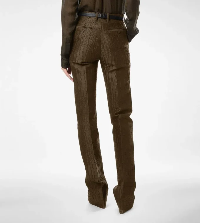 Pantaloni dritti sartoriali in jacquard cocco Pantaloni dritti sartoriali in jacquard cocco