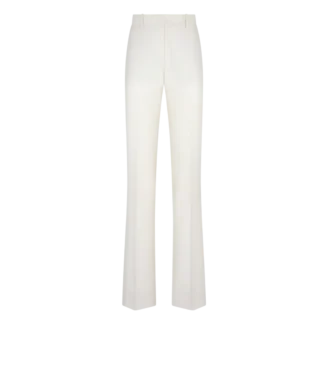 Pantaloni dritti sartoriali in lana e seta a righe sfumate
