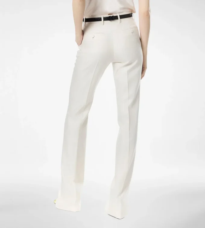 Pantaloni dritti sartoriali in lana e seta a righe sfumate Pantaloni dritti sartoriali in lana e seta a righe sfumate
