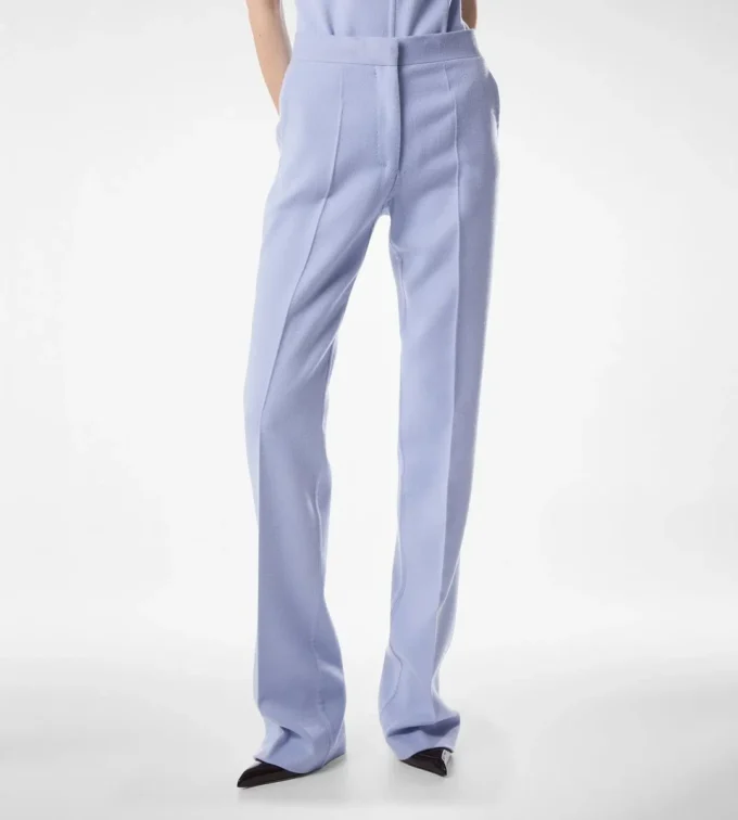 Pantaloni dritti sartoriali in lana leggera double face Pantaloni dritti sartoriali in lana leggera double face