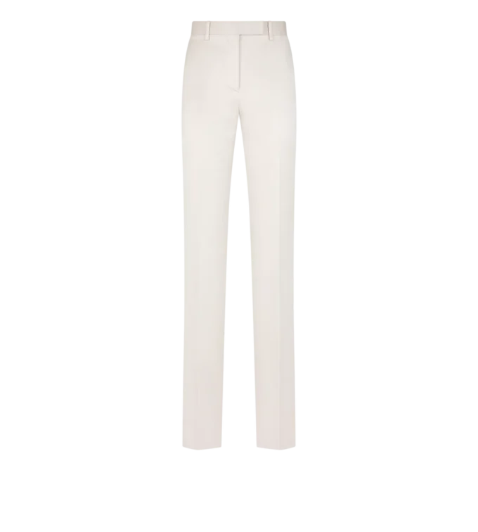Pantaloni dritti sartoriali in misto cotone e seta lavata Pantaloni dritti sartoriali in misto cotone e seta lavata
