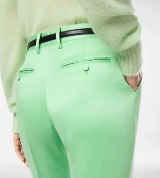 Pantaloni dritti sartoriali in misto cotone e seta lavata