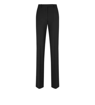 Pantaloni dritti sartoriali in misto lana e seta