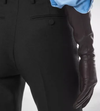 Pantaloni dritti sartoriali in misto lana e seta
