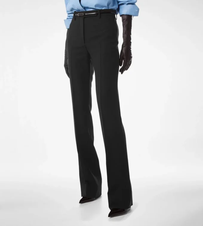 Pantaloni dritti sartoriali in misto lana e seta Pantaloni dritti sartoriali in misto lana e seta