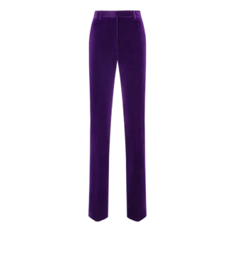 Pantaloni dritti sartoriali in velluto di cotone
