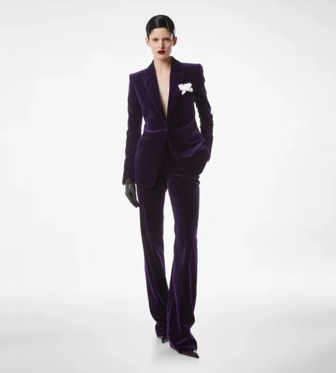 Pantaloni dritti sartoriali in velluto di cotone Pantaloni dritti sartoriali in velluto di cotone