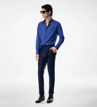 Pantaloni Dyllan in twill di seta e mohair