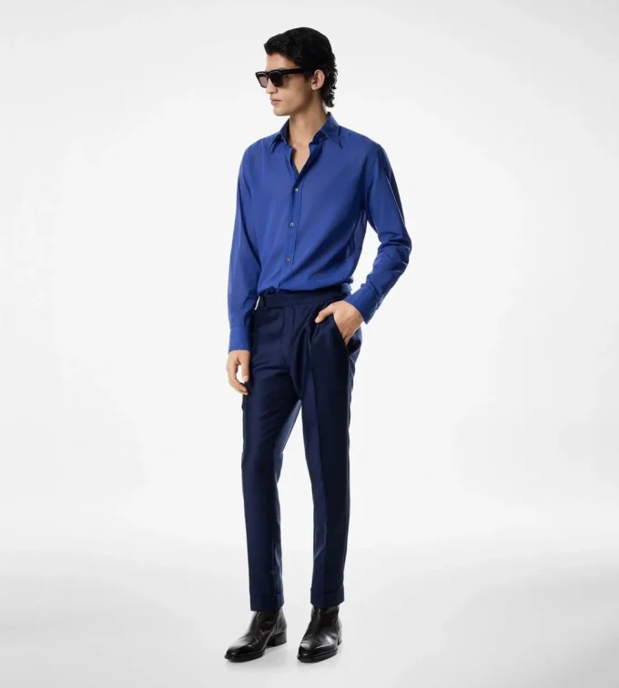 Pantaloni Dyllan in twill di seta e mohair