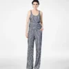 Pantaloni in georgette di seta ricamati con paillettes Pantaloni in georgette di seta ricamati con paillettes