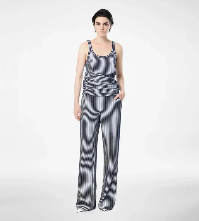 Pantaloni in georgette di seta ricamati con paillettes Pantaloni in georgette di seta ricamati con paillettes