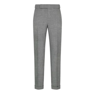 Pantaloni in lana, seta e lino sharkskin
