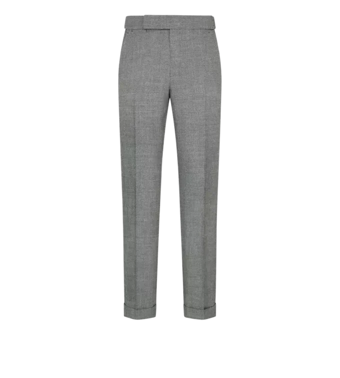 Pantaloni in lana, seta e lino sharkskin