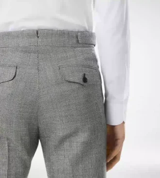 Pantaloni in lana, seta e lino sharkskin