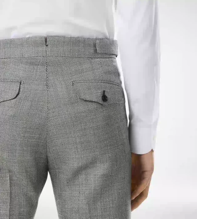Pantaloni in lana, seta e lino sharkskin