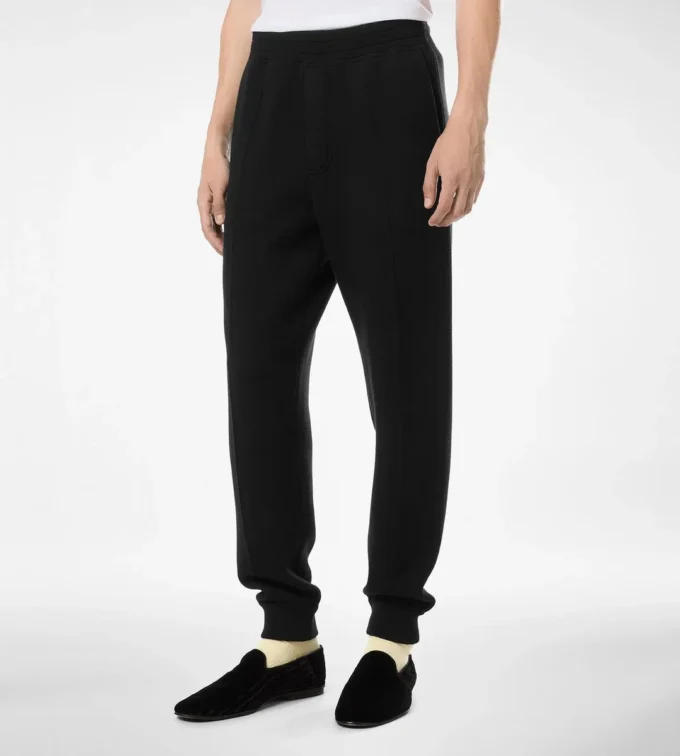Pantaloni jogging in lana double face